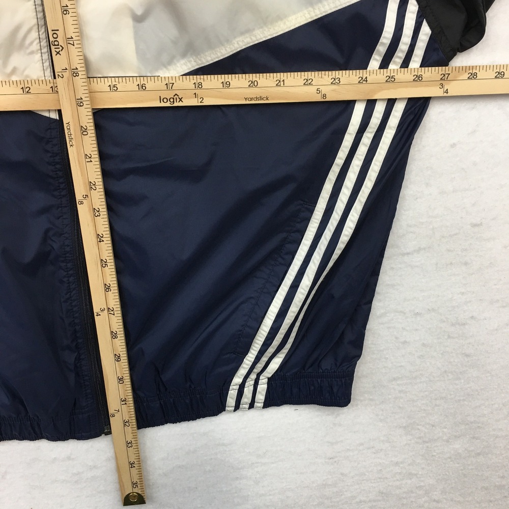 Vintage Adidas Trefoil Windbreaker Jacket Mens XL Navy White Colorblock Nylon - Picture 10 of 10